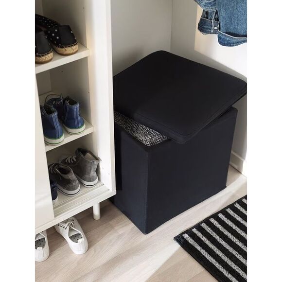 BOSNÄS footstool with storage, Ransta black - Picture 2 of 9